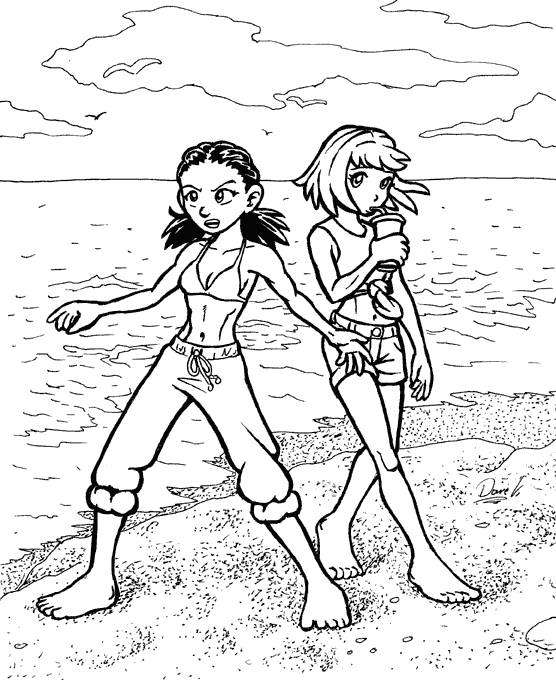 At the Beach; Vaca Borden and Ming-Li Anderson are having a fun day at the beach, when danger happens!